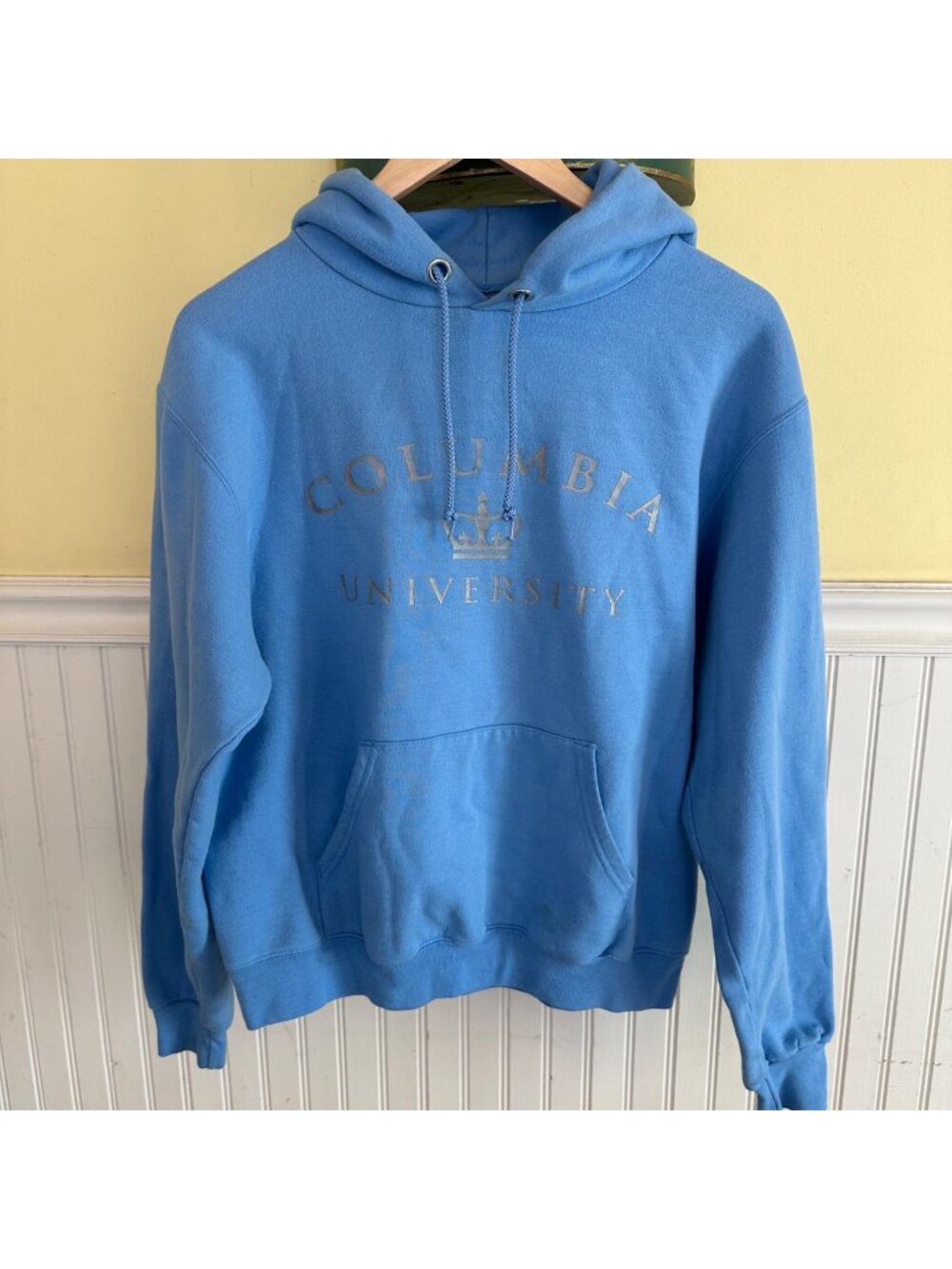 Columbia University Champion Eco Authentic Blue Hoodie Sweatshirt Small